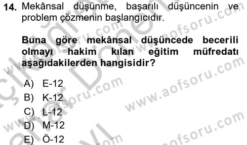 Coğrafi Bilgi Sistemleri Dersi 2016 - 2017 Yılı (Vize) Ara Sınav Soruları 14. Soru