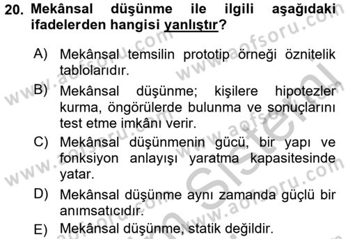 Coğrafi Bilgi Sistemleri Dersi 2016 - 2017 Yılı (Vize) Ara Sınav Soruları 20. Soru