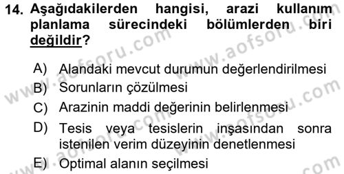Coğrafi Bilgi Sistemleri Dersi 2016 - 2017 Yılı (Final) Dönem Sonu Sınav Soruları 14. Soru