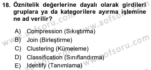 Coğrafi Bilgi Sistemleri Dersi 2017 - 2018 Yılı (Vize) Ara Sınav Soruları 18. Soru