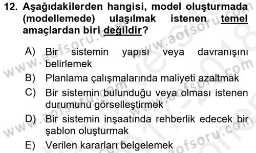 Coğrafi Bilgi Sistemleri Dersi 2017 - 2018 Yılı (Final) Dönem Sonu Sınav Soruları 12. Soru
