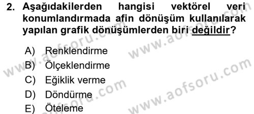 Coğrafi Bilgi Sistemleri Dersi 2017 - 2018 Yılı (Final) Dönem Sonu Sınav Soruları 2. Soru