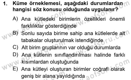 Coğrafi Bilgi Sistemleri İçin Temel İstatistik Dersi Ara Sınavı Deneme Sınav Soruları 1. Soru