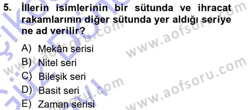Coğrafi Bilgi Sistemleri İçin Temel İstatistik Dersi Ara Sınavı Deneme Sınav Soruları 5. Soru
