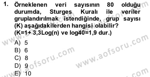Coğrafi Bilgi Sistemleri İçin Temel İstatistik Dersi 2014 - 2015 Yılı (Vize) Ara Sınav Soruları 1. Soru