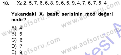 Coğrafi Bilgi Sistemleri İçin Temel İstatistik Dersi Ara Sınavı Deneme Sınav Soruları 10. Soru