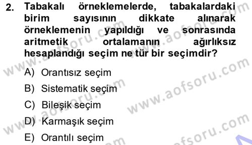 Coğrafi Bilgi Sistemleri İçin Temel İstatistik Dersi Ara Sınavı Deneme Sınav Soruları 2. Soru