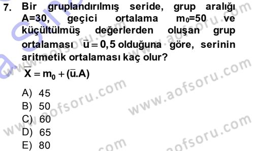Coğrafi Bilgi Sistemleri İçin Temel İstatistik Dersi 2014 - 2015 Yılı (Vize) Ara Sınav Soruları 7. Soru
