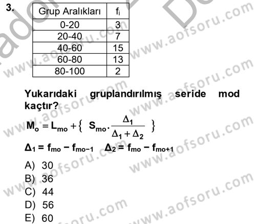 Coğrafi Bilgi Sistemleri İçin Temel İstatistik Dersi 2014 - 2015 Yılı (Final) Dönem Sonu Sınav Soruları 3. Soru