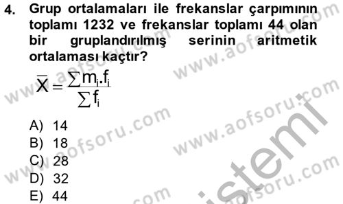 Coğrafi Bilgi Sistemleri İçin Temel İstatistik Dersi 2014 - 2015 Yılı (Final) Dönem Sonu Sınav Soruları 4. Soru