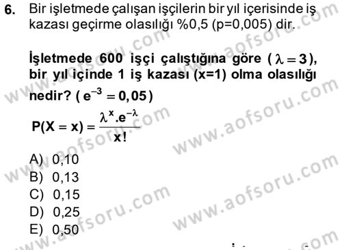 Coğrafi Bilgi Sistemleri İçin Temel İstatistik Dersi 2014 - 2015 Yılı (Final) Dönem Sonu Sınav Soruları 6. Soru