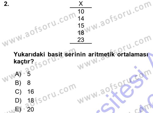Coğrafi Bilgi Sistemleri İçin Temel İstatistik Dersi 2015 - 2016 Yılı (Final) Dönem Sonu Sınav Soruları 2. Soru
