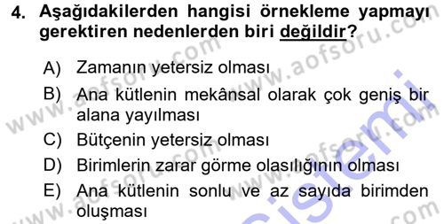 Coğrafi Bilgi Sistemleri İçin Temel İstatistik Dersi 2015 - 2016 Yılı (Final) Dönem Sonu Sınav Soruları 4. Soru