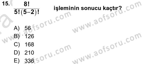 Coğrafi Bilgi Sistemleri İçin Temel İstatistik Dersi Ara Sınavı Deneme Sınav Soruları 15. Soru