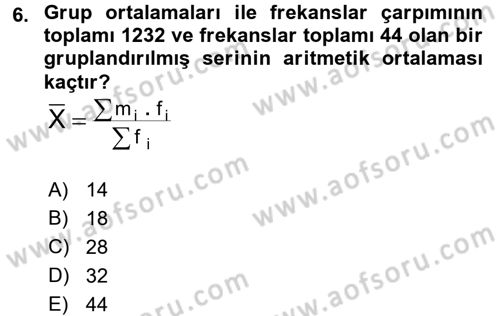 Coğrafi Bilgi Sistemleri İçin Temel İstatistik Dersi 2016 - 2017 Yılı (Vize) Ara Sınav Soruları 6. Soru