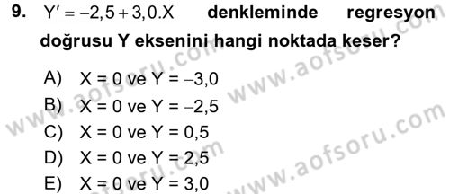Coğrafi Bilgi Sistemleri İçin Temel İstatistik Dersi 2016 - 2017 Yılı (Final) Dönem Sonu Sınav Soruları 9. Soru