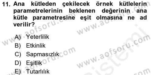 Coğrafi Bilgi Sistemleri İçin Temel İstatistik Dersi 2017 - 2018 Yılı 3 Ders Sınav Soruları 11. Soru