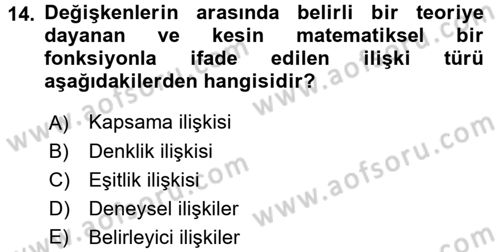 Coğrafi Bilgi Sistemleri İçin Temel İstatistik Dersi 2017 - 2018 Yılı 3 Ders Sınav Soruları 14. Soru