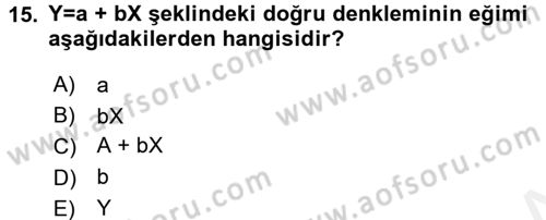 Coğrafi Bilgi Sistemleri İçin Temel İstatistik Dersi 2017 - 2018 Yılı 3 Ders Sınav Soruları 15. Soru