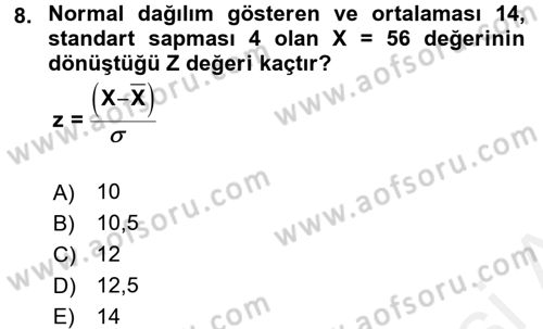 Coğrafi Bilgi Sistemleri İçin Temel İstatistik Dersi 2017 - 2018 Yılı 3 Ders Sınav Soruları 8. Soru