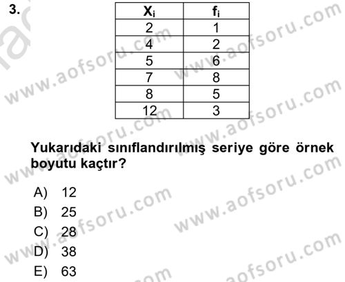 Coğrafi Bilgi Sistemleri İçin Temel İstatistik Dersi 2017 - 2018 Yılı (Vize) Ara Sınavı 3. Soru