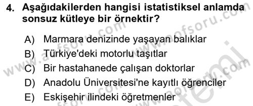 Coğrafi Bilgi Sistemleri İçin Temel İstatistik Dersi 2017 - 2018 Yılı (Vize) Ara Sınavı 4. Soru