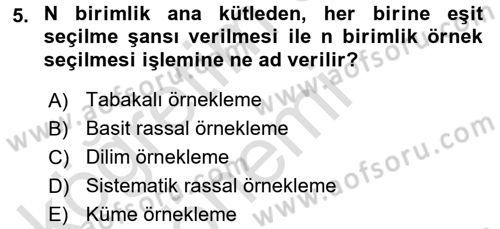 Coğrafi Bilgi Sistemleri İçin Temel İstatistik Dersi 2017 - 2018 Yılı (Vize) Ara Sınavı 5. Soru