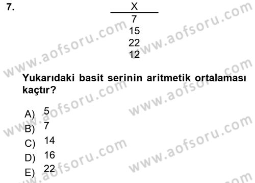 Coğrafi Bilgi Sistemleri İçin Temel İstatistik Dersi 2017 - 2018 Yılı (Vize) Ara Sınavı 7. Soru