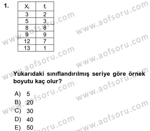 Coğrafi Bilgi Sistemleri İçin Temel İstatistik Dersi 2017 - 2018 Yılı (Final) Dönem Sonu Sınav Soruları 1. Soru