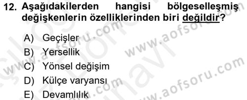 Coğrafi Bilgi Sistemleri İçin Temel İstatistik Dersi 2017 - 2018 Yılı (Final) Dönem Sonu Sınav Soruları 12. Soru