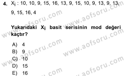 Coğrafi Bilgi Sistemleri İçin Temel İstatistik Dersi 2017 - 2018 Yılı (Final) Dönem Sonu Sınav Soruları 4. Soru