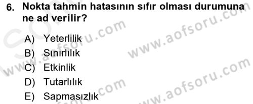 Coğrafi Bilgi Sistemleri İçin Temel İstatistik Dersi 2017 - 2018 Yılı (Final) Dönem Sonu Sınav Soruları 6. Soru