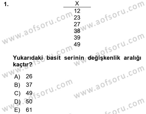 Coğrafi Bilgi Sistemleri İçin Temel İstatistik Dersi 2018 - 2019 Yılı 3 Ders Sınav Soruları 1. Soru