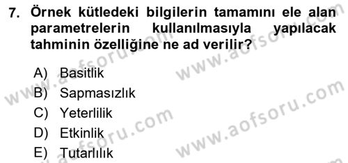 Coğrafi Bilgi Sistemleri İçin Temel İstatistik Dersi 2018 - 2019 Yılı 3 Ders Sınav Soruları 7. Soru