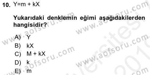 Coğrafi Bilgi Sistemleri İçin Temel İstatistik Dersi 2018 - 2019 Yılı (Final) Dönem Sonu Sınav Soruları 10. Soru