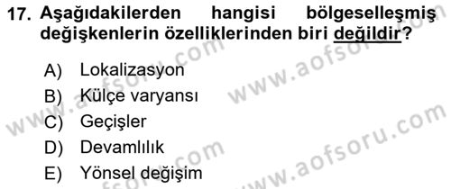 Coğrafi Bilgi Sistemleri İçin Temel İstatistik Dersi 2018 - 2019 Yılı Yaz Okulu Sınavı 17. Soru