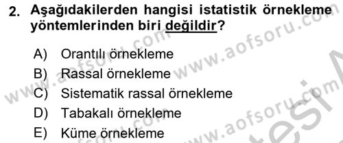 Coğrafi Bilgi Sistemleri İçin Temel İstatistik Dersi 2018 - 2019 Yılı Yaz Okulu Sınavı 2. Soru