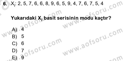 Coğrafi Bilgi Sistemleri İçin Temel İstatistik Dersi Ara Sınavı Deneme Sınav Soruları 6. Soru
