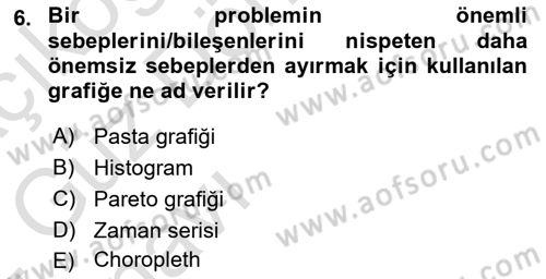 Coğrafi Bilgi Sistemleri İçin Temel İstatistik Dersi 2021 - 2022 Yılı (Vize) Ara Sınav Soruları 6. Soru