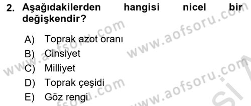 Coğrafi Bilgi Sistemleri İçin Temel İstatistik Dersi 2021 - 2022 Yılı (Final) Dönem Sonu Sınav Soruları 2. Soru