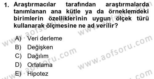 Coğrafi Bilgi Sistemleri İçin Temel İstatistik Dersi 2021 - 2022 Yılı Yaz Okulu Sınav Soruları 1. Soru