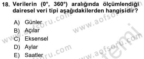 Coğrafi Bilgi Sistemleri İçin Temel İstatistik Dersi 2021 - 2022 Yılı Yaz Okulu Sınav Soruları 18. Soru