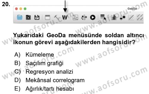 Coğrafi Bilgi Sistemleri İçin Temel İstatistik Dersi 2021 - 2022 Yılı Yaz Okulu Sınav Soruları 20. Soru