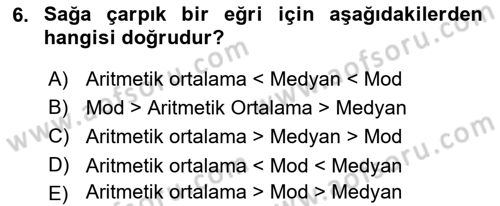 Coğrafi Bilgi Sistemleri İçin Temel İstatistik Dersi 2021 - 2022 Yılı Yaz Okulu Sınav Soruları 6. Soru