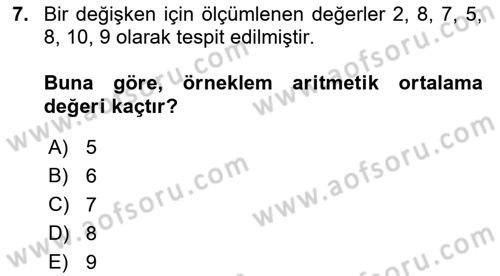 Coğrafi Bilgi Sistemleri İçin Temel İstatistik Dersi 2021 - 2022 Yılı Yaz Okulu Sınav Soruları 7. Soru