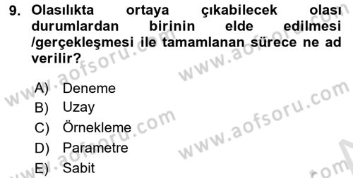 Coğrafi Bilgi Sistemleri İçin Temel İstatistik Dersi 2021 - 2022 Yılı Yaz Okulu Sınav Soruları 9. Soru