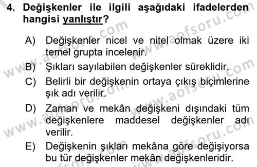 Coğrafi Bilgi Sistemleri İçin Temel İstatistik Dersi Ara Sınavı Deneme Sınav Soruları 4. Soru