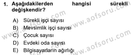 Coğrafi Bilgi Sistemleri İçin Temel İstatistik Dersi 2022 - 2023 Yılı (Final) Dönem Sonu Sınav Soruları 1. Soru