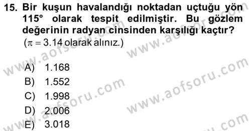 Coğrafi Bilgi Sistemleri İçin Temel İstatistik Dersi 2022 - 2023 Yılı (Final) Dönem Sonu Sınav Soruları 15. Soru