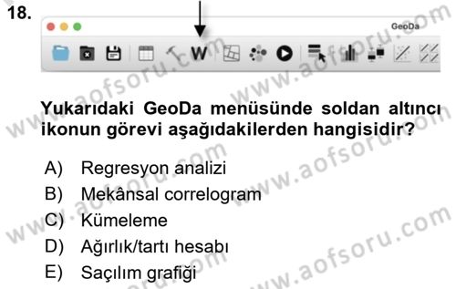 Coğrafi Bilgi Sistemleri İçin Temel İstatistik Dersi 2022 - 2023 Yılı (Final) Dönem Sonu Sınav Soruları 18. Soru